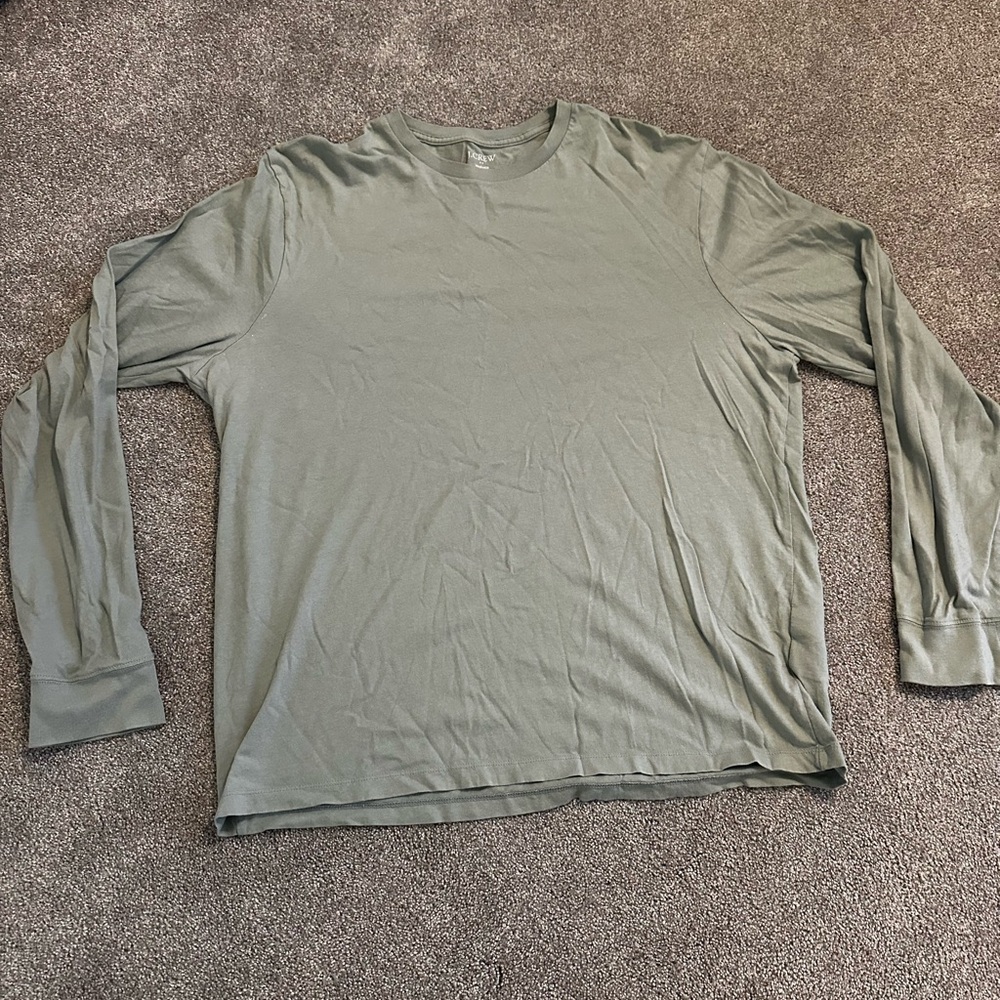 J. Crew Green Long Sleeve Tee Classic Crew Neck